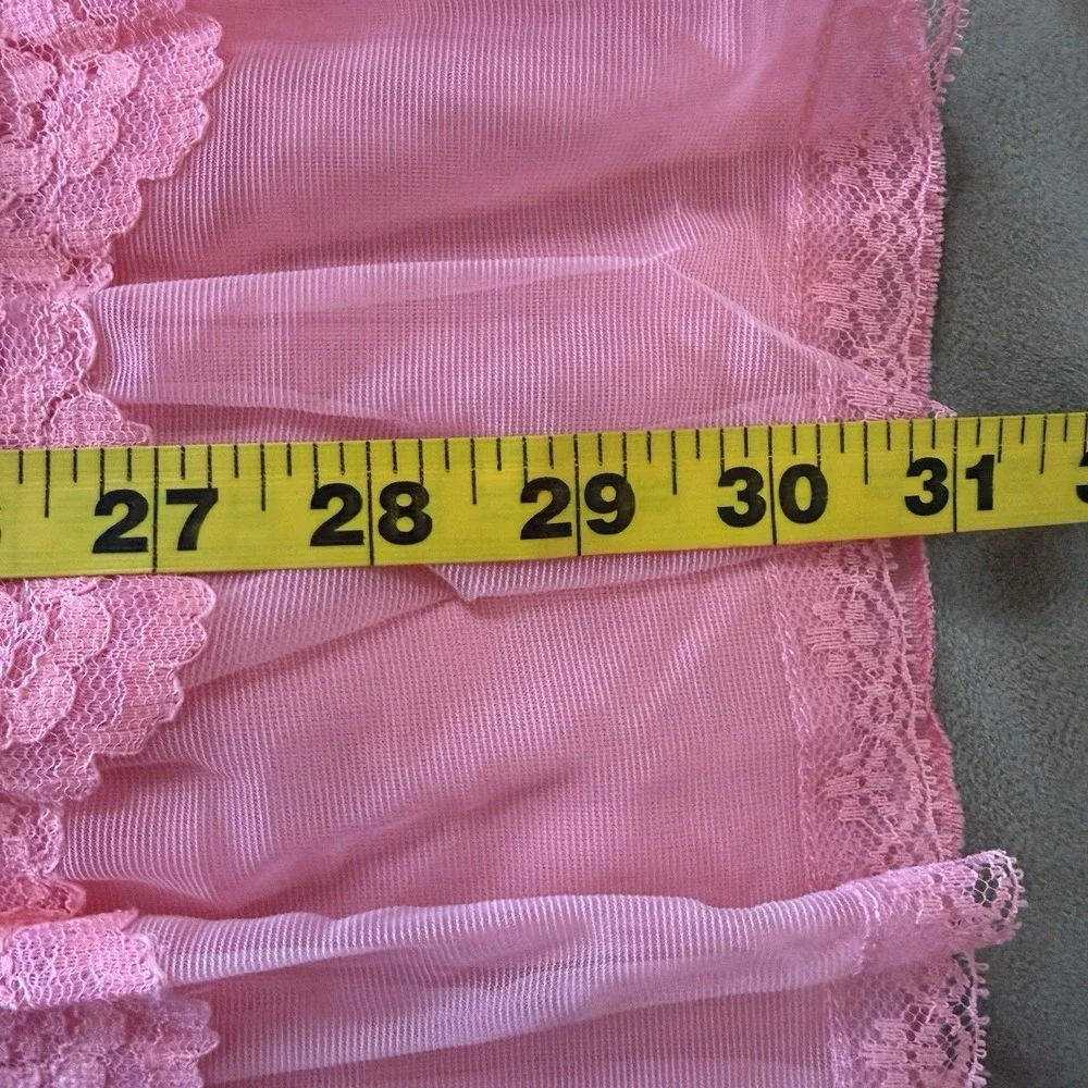 Vintage 1960's Movie Star Sz 34 S Pink Lace Layered Sheer Slip Dress Cottagecore